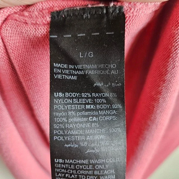 White House Black Market Womens Knit Top‎ Pink Sheer Sleeve Keyhole Back L - Picture 9 of 11